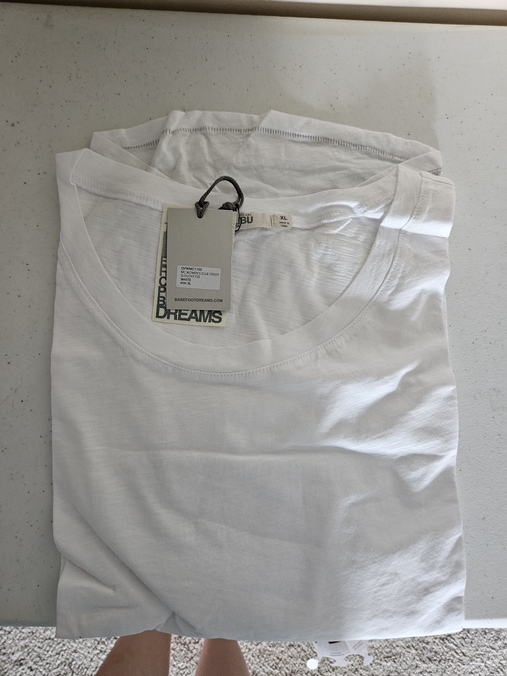 Barefoot Dreams White Scoop Neck Short Sleeve Tee - Clean White